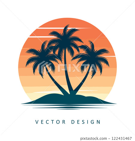 palm tree summer vacation minimalist vector design isolated illustration 122431467
