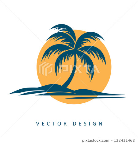 palm tree summer vacation minimalist vector design isolated illustration 122431468