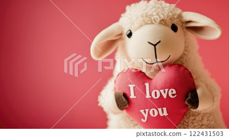 cute stuffed sheep with i love you heart pillow 122431503