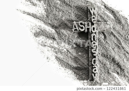 Ash Wednesday Symbol. A cross made of ashes 122431861