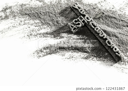 Ash Wednesday Cross. A cross made of ashes Ash Wednesday Cross. A cross made of ashes 122431867