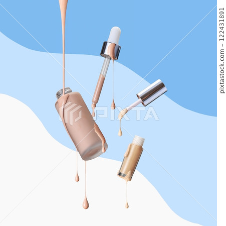 Aesthetic Floating foundation Makeup Products Featuring Beautiful Liquid Drips for a Chic Look 122431891