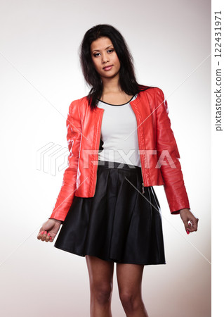 Beauty woman in red jacket Beauty woman in red jacket 122431971