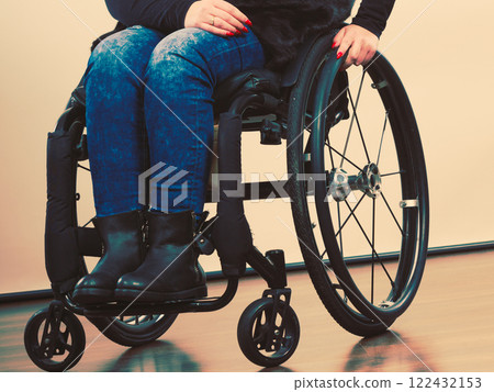Disabled young girl on wheelchair. Disabled young girl on wheelchair. 122432153