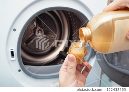 White washing machine in a utility room 122432363