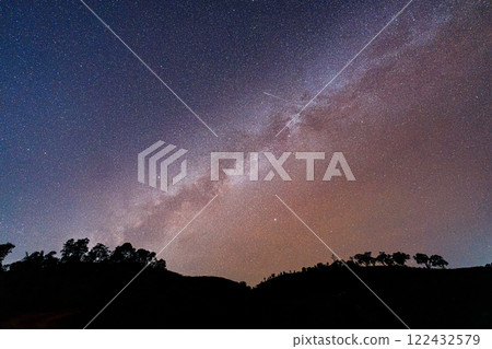 Colorful Milky Way with starry glowing in cosmos galaxy Colorful Milky Way with starry glowing in cosmos galaxy 122432579
