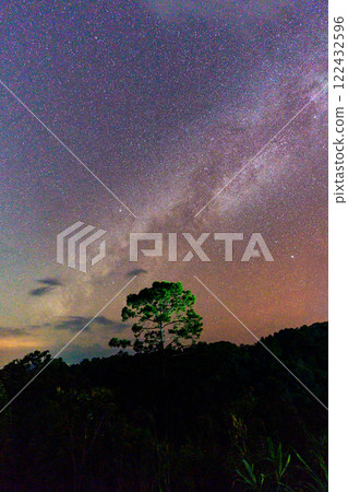 Colorful Milky Way with starry glowing in cosmos galaxy 122432596