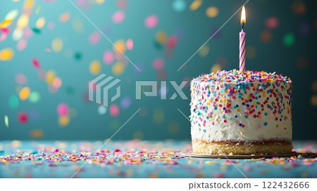 Design a vibrant birthday celebration background with confetti 122432666