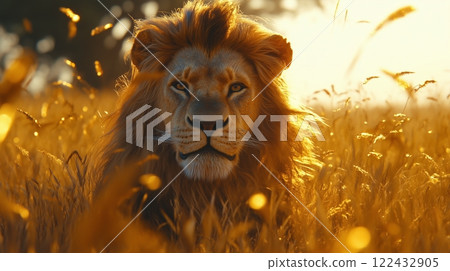 a majestic lion roaming freely in its natural habitat capturing its strength 122432905