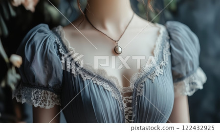 Bridgerton style tea party elegant dress 122432925