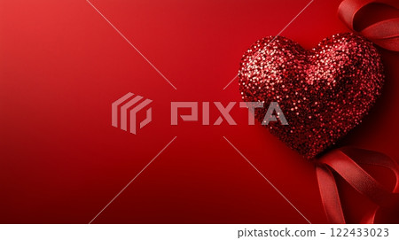 red backdrop red heart and ribbon 122433023