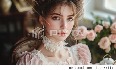 Bridgerton style tea party elegant dress 122433114