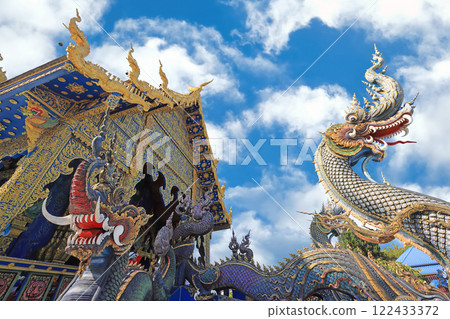 Exterior entrance of the Blue Temple, Wat Rong Suea Ten in Chiang Rai area, Thailand Exterior entrance of the Blue Temple, Wat Rong Suea Ten in Chiang Rai area, Thailand 122433372