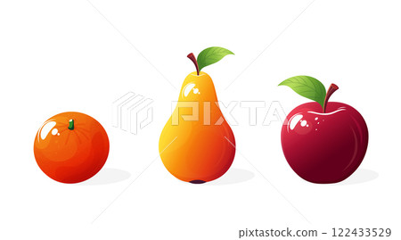 pear apple and tangerine set isolated on white background 122433529