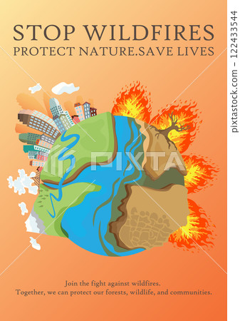 stop wildfires poster design flat vector illustration 122433544