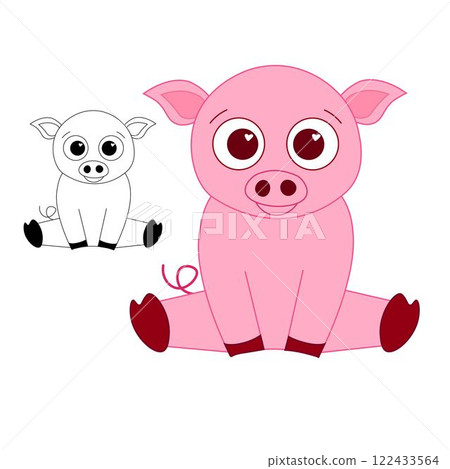 Vector illustration of cute pig cartoon isolated on white background. CNY, lantern lunar festival 2031 graphic line mascot 122433564