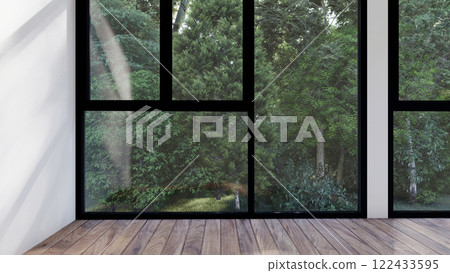 empty interior room shadow wall space background mock up architecture sunlight. empty home modern window light floor design apartment white house indoor. blank minimal concept backdrop bright clean. 122433595