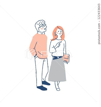 Smiling couple walking side by side 122433643