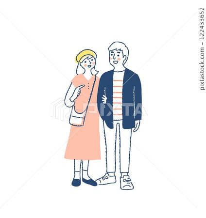 Young couple walking side by side 122433652