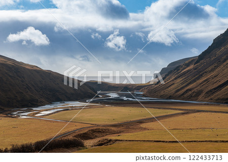 Fascinating autumn Katla Geopark on the island of Iceland 122433713