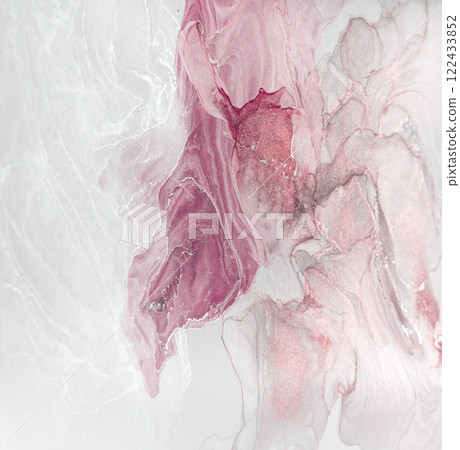 Unique alcohol ink abstract art featuring soft pink and white swirling patterns Unique alcohol ink abstract art featuring soft pink and white swirling patterns 122433852