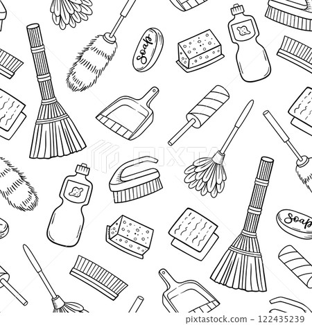 Seamless pattern with cleaning tools 122435239