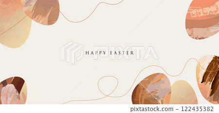 Abstract Easter Background, aesthetic painted art style design with Easter eggs 122435382