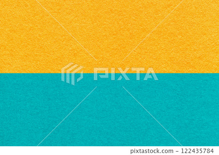 Texture craft yellow and turquoise paper background, half two colors, macro. Structure vintage cerulean cardboard. Texture craft yellow and turquoise paper background, half two colors, macro. Structure vintage cerulean cardboard. 122435784