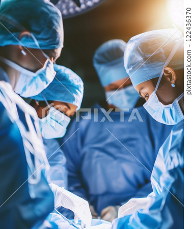 Team of professional surgeons doing surgery in hospital. Physicians doing surgery work in operation theater 122436370