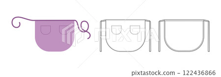 Set of Maid Aprons Scalloped technical fashion illustration. uniform for cleaning violet cartoon Flat sketch outline  122436866