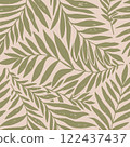Seamless vector pattern palm dypsis leaves. Summer palm leaves tropical fabric design. Dypsis lutescens seamless pattern. Vector endless illustration. 122437437