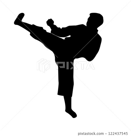 icon of man doing taekwondo kick vector icon of man doing taekwondo kick vector 122437545