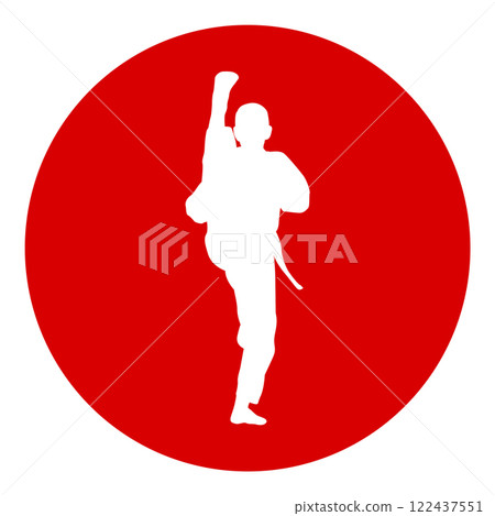 icon of man doing taekwondo kick vector 122437551