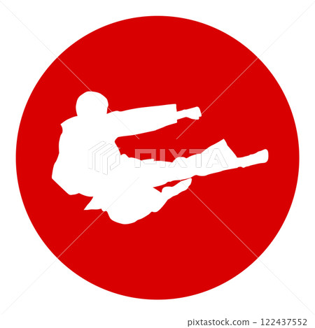 icon of man doing taekwondo kick vector 122437552