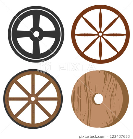 vintage wooden wheel vector icon vintage wooden wheel vector icon 122437633