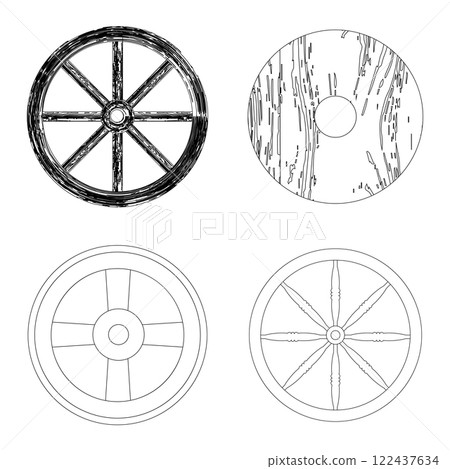 vintage wooden wheel vector icon vintage wooden wheel vector icon 122437634