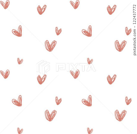 Pink love heart on white background. Hand drawn abstract seamless trendy pattern. Sketch love wallpaper Pink love heart on white background. Hand drawn abstract seamless trendy pattern. Sketch love wallpaper 122437772