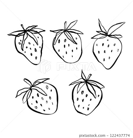 set of strawberry line art vector illustration hand drawn doodles with leaves set of strawberry line art vector illustration hand drawn doodles with leaves 122437774