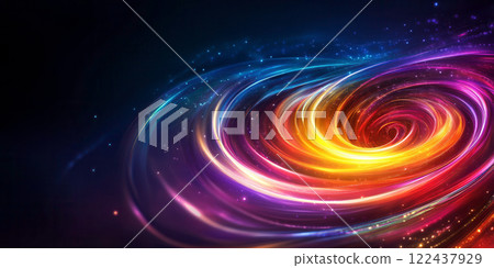 Colorful Swirling Galaxy Background with Bright Stars and Light Effects 122437929