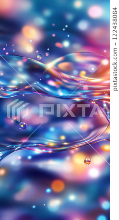 Abstract Colorful Waves with Bubbles and Light Reflections 122438084