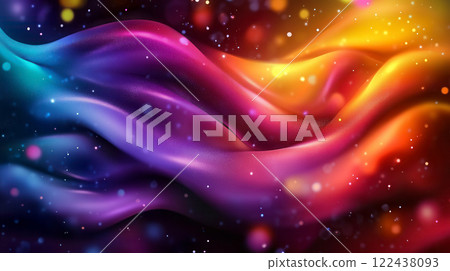 Colorful Abstract Waves with Light Flare on Dark Background 122438093