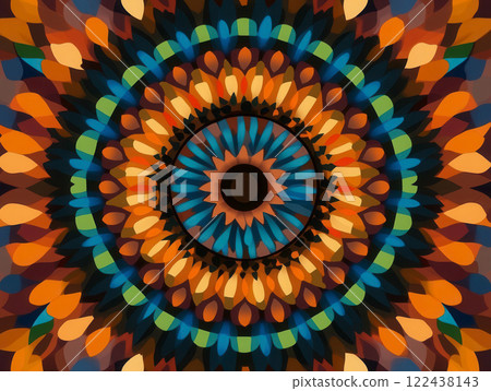 Vibrant Abstract Mandala Design in Bright Colors and Shapes Vibrant Abstract Mandala Design in Bright Colors and Shapes 122438143