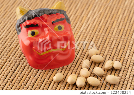 節分吉祥豆（大豆）和惡魔面具 122438234