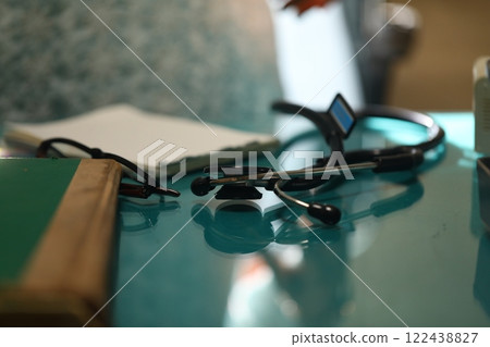 Eyeglasses on a table Eyeglasses on a table 122438827