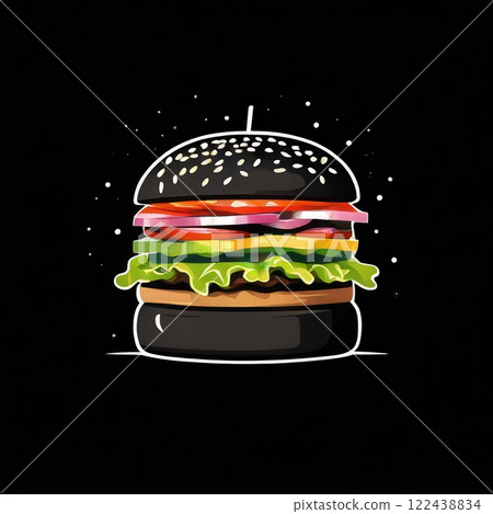 the AI Image Generator, Artistic Illustration of a Black Burger 122438834