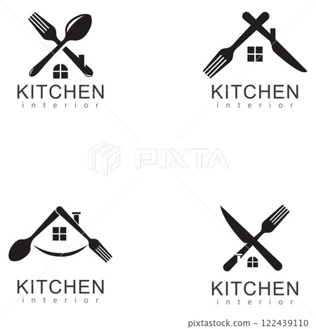 house with spoon and fork logo house with spoon and fork logo 122439110