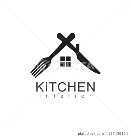 house with spoon and fork logo 122439124