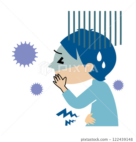 Norovirus, nausea, stomachache, illustration of a person Norovirus, nausea, stomachache, illustration of a person 122439148