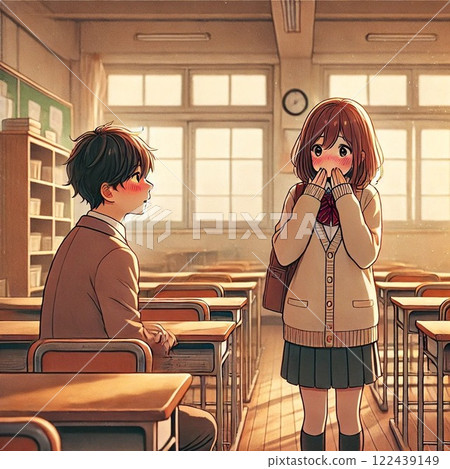 Spending time with someone you like after school in the classroom Spending time with someone you like after school in the classroom 122439149