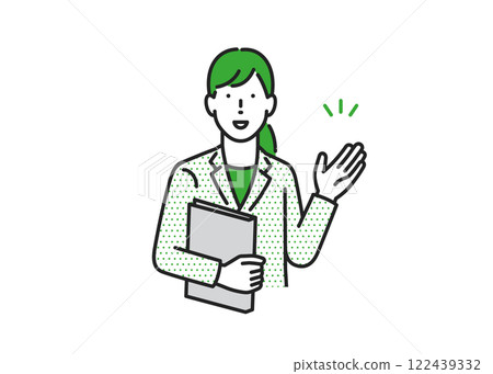 一位身著西裝的女商人在指路 122439332